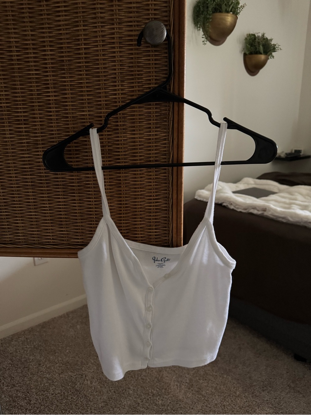 Brandy Melville White Button-Front Ribbed Cami